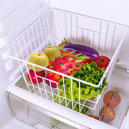 4Pack Freezer Storage Organizer, Deep Refrigerator Wire Household Bins with Built-in Handles, Stackable Freezer Wire Baskets for Chest and Upright Freezer, Cabinet, Pantry, Closet, Bedroom