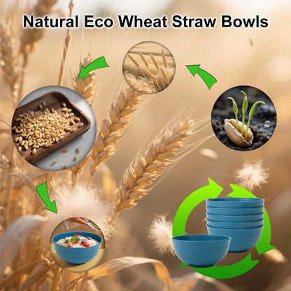 Wrova Wheat Straw Bowls for Kitchen set of 6,Anti-Scald Thick Soup Bowls 40oz,Microwave and Dishwasher Safe Bowl Sets, Unbreakable Cereal Bowl Sets. Vibrant Series