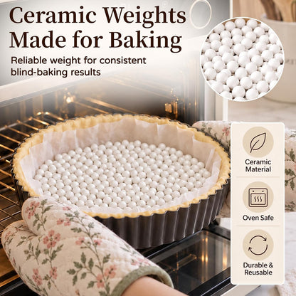 MOBYKE 2.2 LB Ceramic Pie Weights, Reusable Baking Beads for Pie Crust