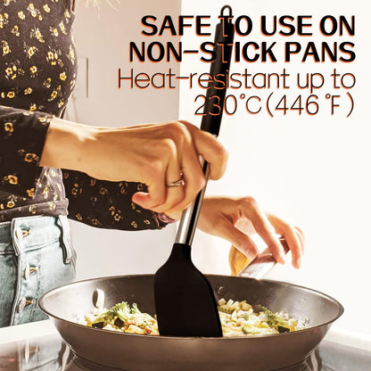 Silicone Kitchen Utinsels Sets Heat Resistant Kitchen Utensils Set, Stainless Silicone Utensils Set for Nonstick Cookware, BPA Free, Dishwasher Safe