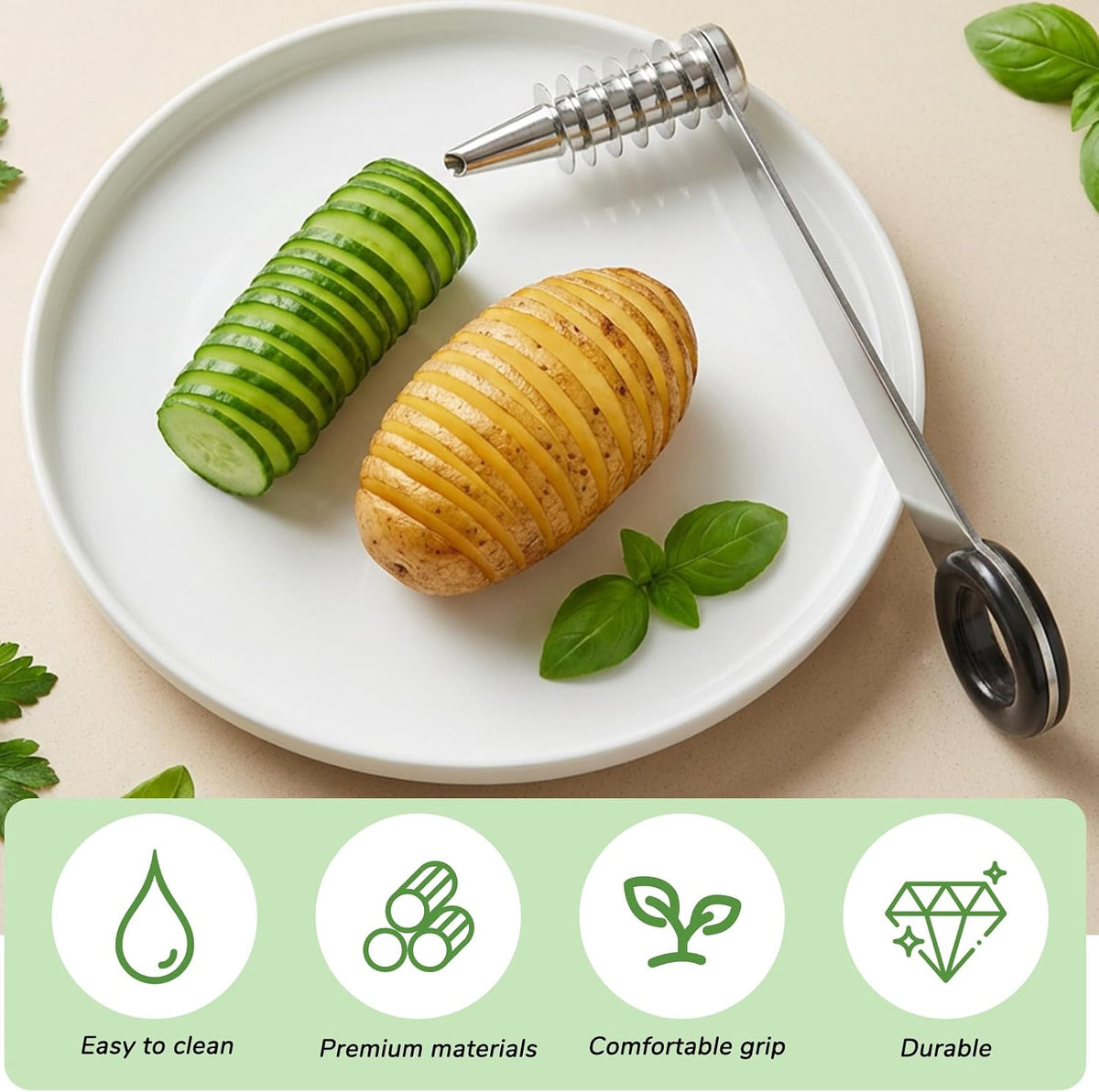 Spiral Potato Cutter, Piranha Spiral Knife Kitchen Accessories Tool