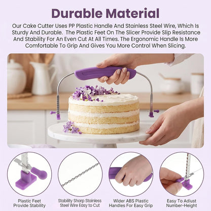 Adjustable Cake Leveler with 3 Cake Scrapers, 9 Height Cake Slicer