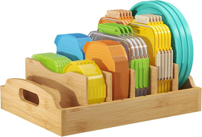 Lifewit Bamboo Lid Organizers for Inside Cabinet with 5 Sections