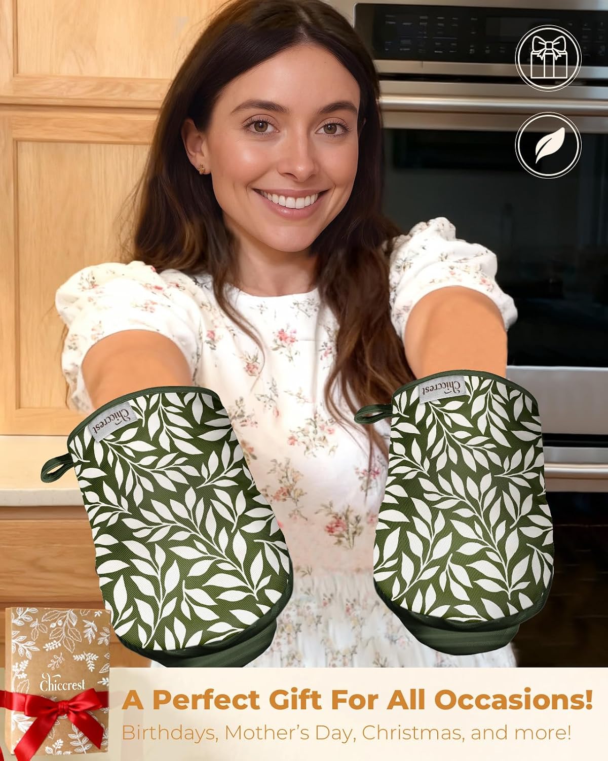 100% Thick Cotton Mini Oven Mitts Silicone Grip Lemon & Birds