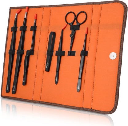 Manjushri Professional Chef Tweezer Tongs Scissors Pin Bone Pliers Cooking Baking Set (Black)