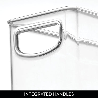 InterDesign iDesign Plastic Stackable Pantry Bin - Storage Bin with Handles for Cabinets or Fridge - Set of 2 - Clear