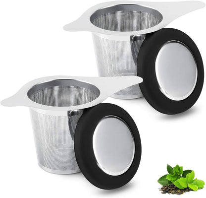 Tea Infuser Basket Stainless Steel Tea Strainer Tea Filter With Small Strainer And Lid Tea Diffuser For Loose Leaf Tea Superior Brewing Experience (One pack silver)