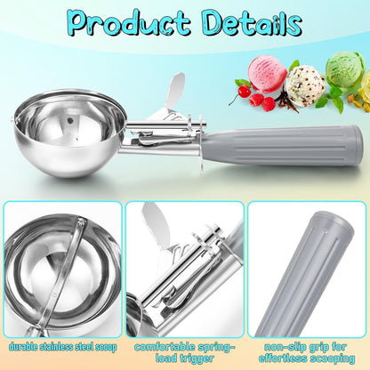 Reallnaive Ice Cream Scooper with Trigger, 4 oz, Gray