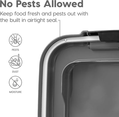 IRIS USA Dog Food Storage Container 30 lb + 11lb Airtight Combo, Stackable Pet Food Storage Bin with Wheels for Cat Dog Food, BPA Free, Made in USA, Black