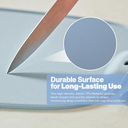TPU Small Cutting Board Set of 3 9"x12" - Flexible Cutting Mats for Kitchen Knife Friendly, Cutting Mat Non-Slip Chopping Board Double Sided Scratch Resistant Food Grade Coral Mint Gray