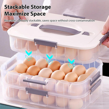 Deviled Egg Carrier, 2-Layer Plastic Clear Tray with Lid & Handle & Buckle Thickened 36 Holder for Fridge Travel Party