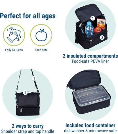 Wildkin Kids Two Compartment Insulated Lunch Bag – Keeps Food Hot or Cold, Easy-Clean Lining, Leak-Resistant & BPA-Free – Boys & Girls, Ideal for School, Travel & Daycare – Jurassic Dinosaurs
