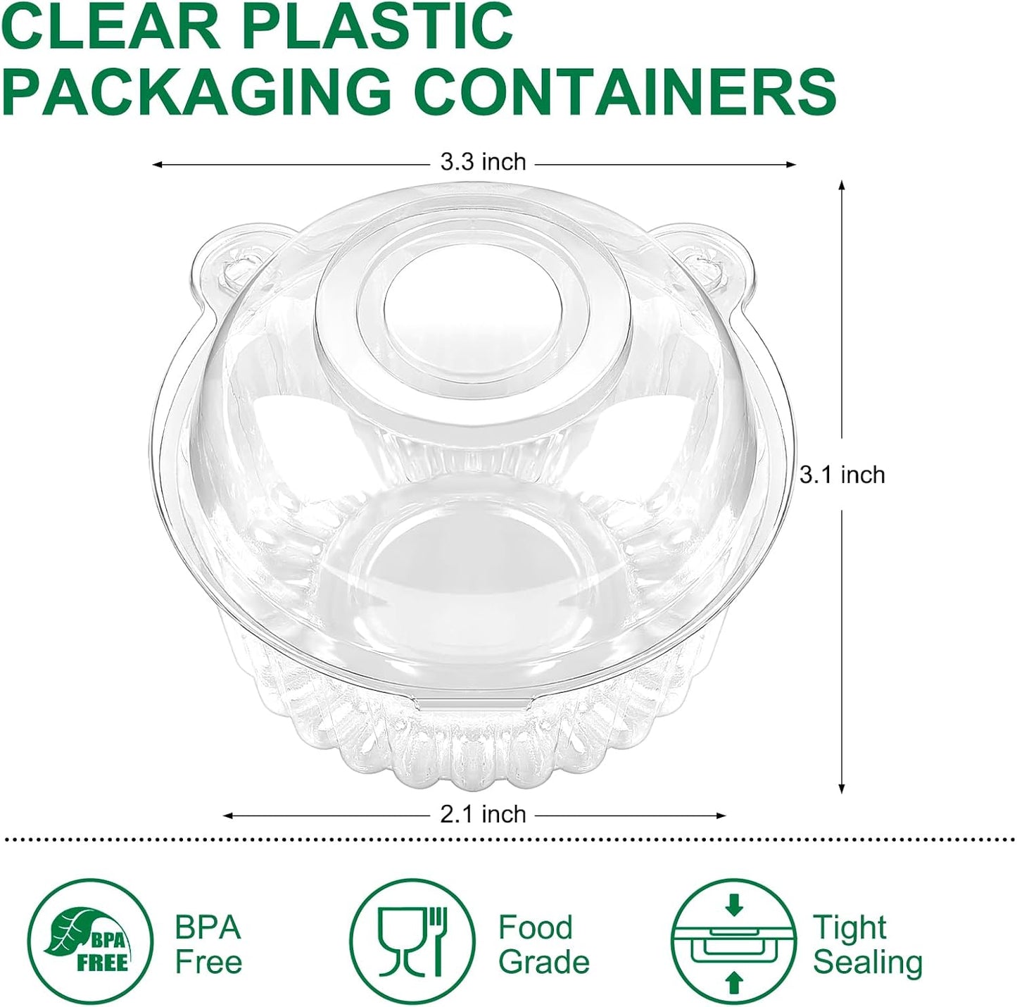 TOFLEN 100ct Individual Cupcake Containers