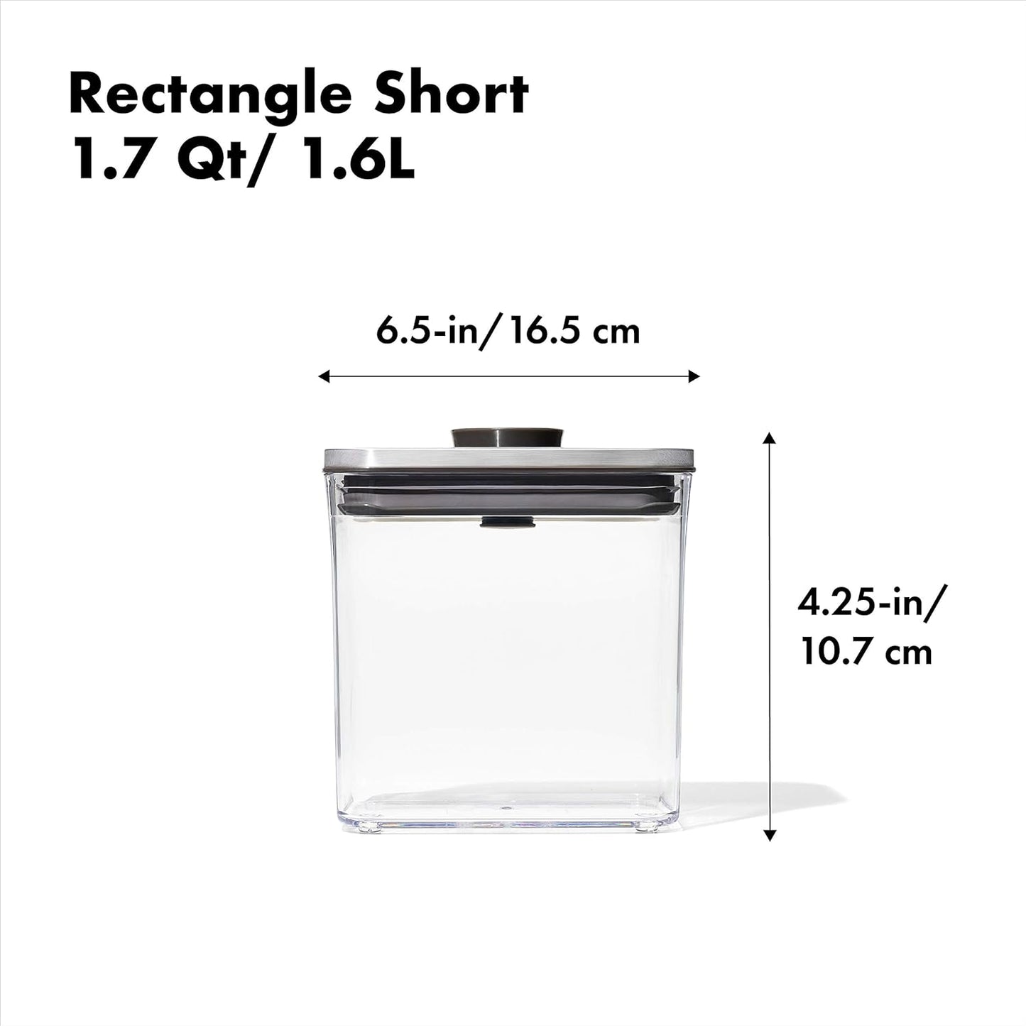 OXO Steel POP Container Big Medium Square - 4.4 Qt for Flour, Sugar and More,Grey
