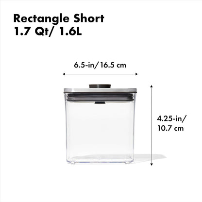 OXO Steel POP Container Big Medium Square - 4.4 Qt for Flour, Sugar and More,Grey