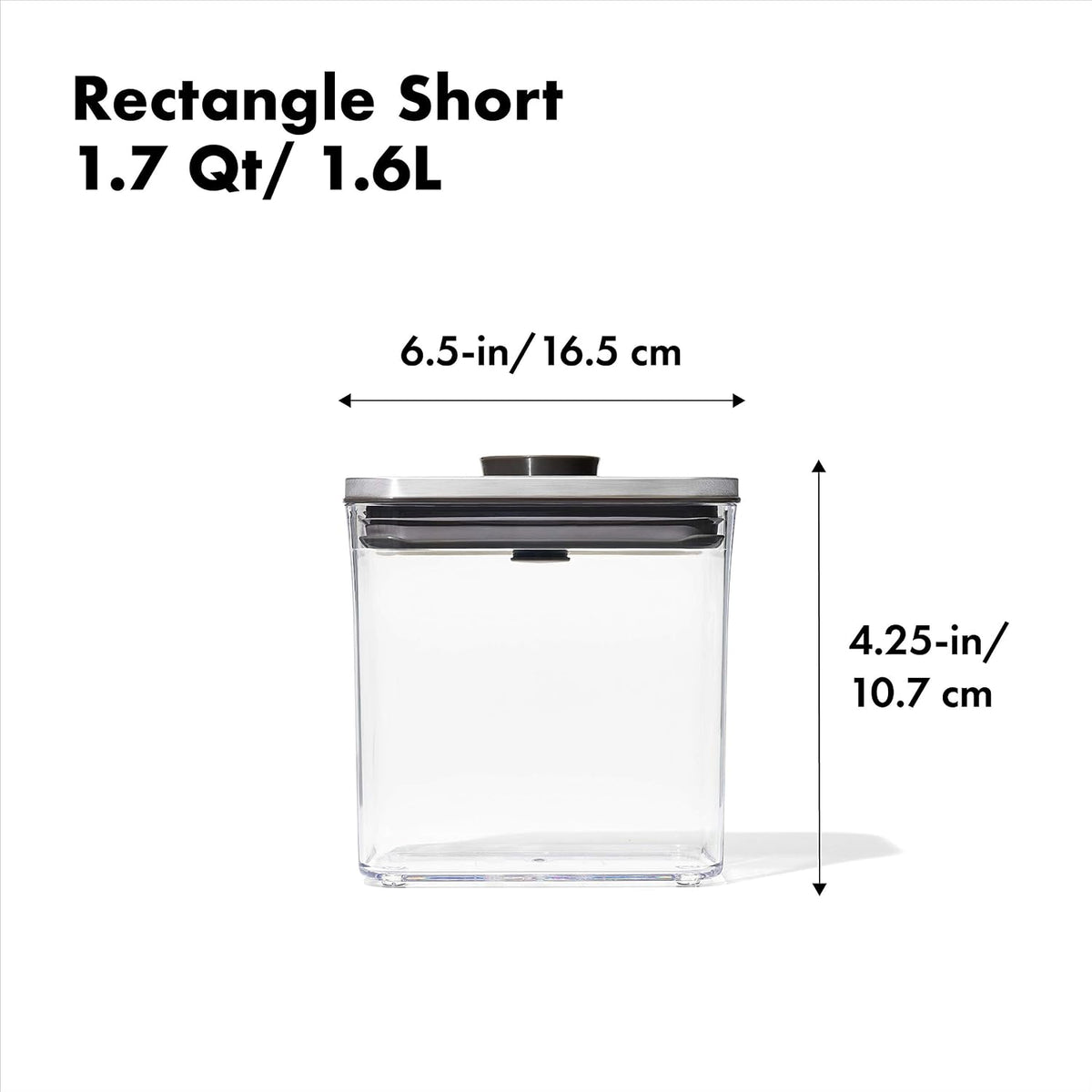 OXO Steel POP Container Big Medium Square - 4.4 Qt for Flour, Sugar and More,Grey