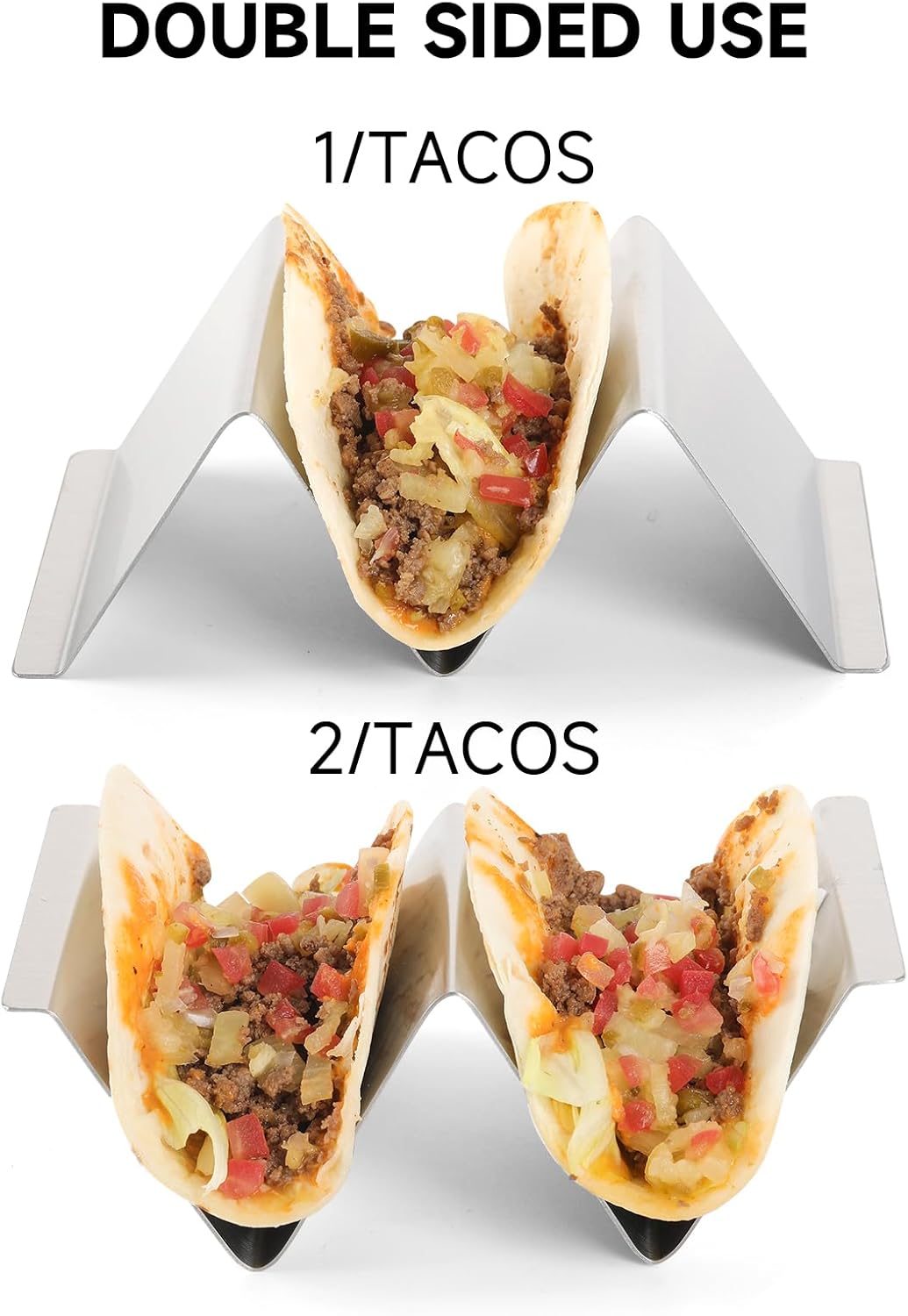 Stainless Steel Taco Tortilla Holders,Tray style 4-Packs, Professional Kitchen Series, Oven and Dishwasher Safe .Come With A Positive Crochet Taco