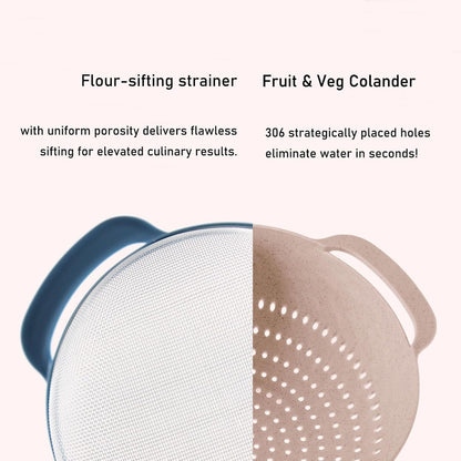 Mixing Bowls, Nesting Baking Bowls with Colander & Fine Mesh (Wheat-10PCS)