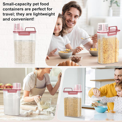 LEAWALK Airtight Rice Storage Container, 3-5Lbs Cereal Dry Food Flour Bin, Pet Dog Cat Food Dispenser with Measuring Cup, BPA Free Plastic Kitchen and Pantry Organization Bin for Sugar-Clear Grey