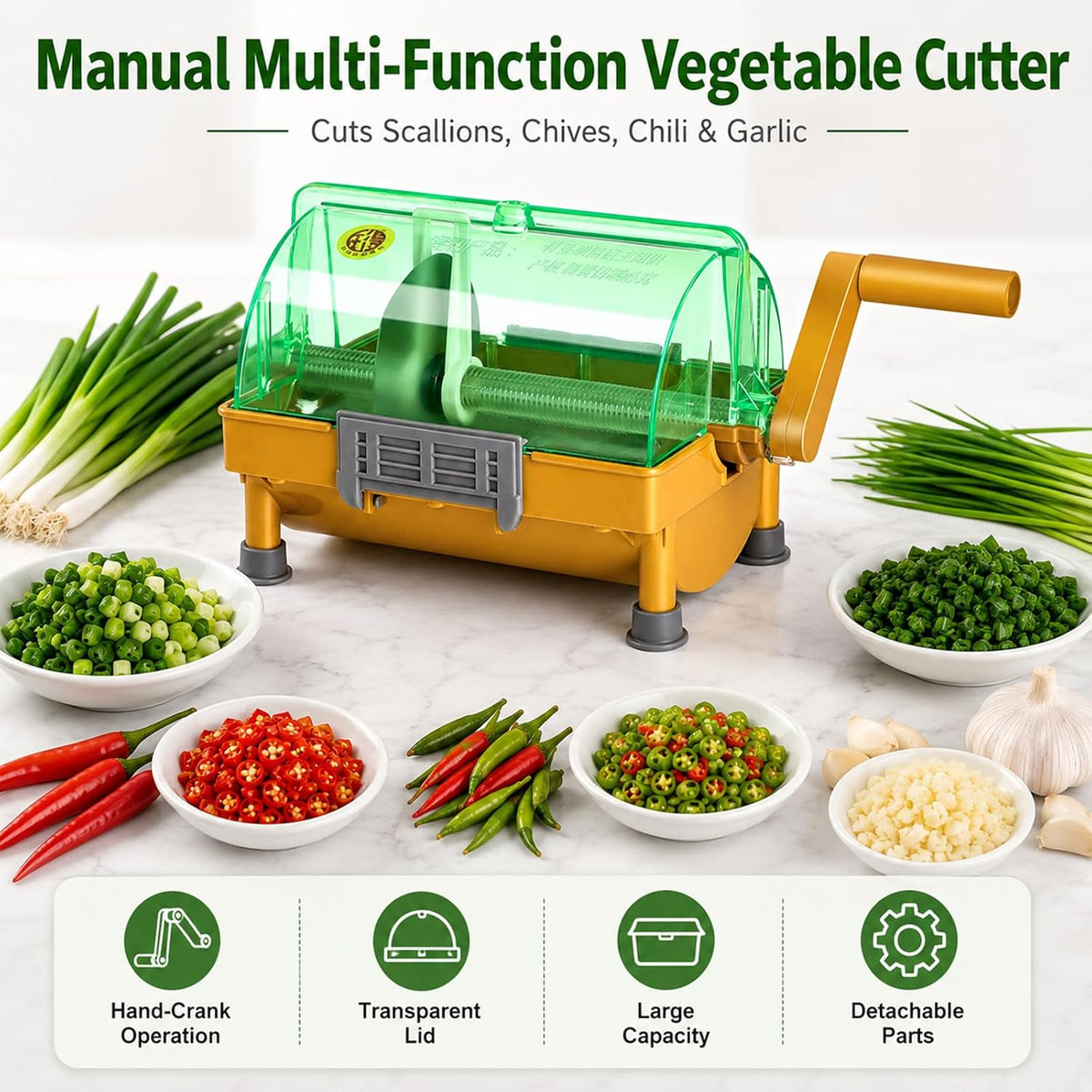 Hand Scallion Cutter, Commercial Green Onion Slicer Chopped 3mm Shreds for Scallions,Green Onions,Spring Onions,Leeks,Cilantro,Garlic, Scallion Shredder for Home and Restaurant