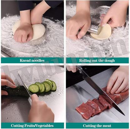 Large Cutting Board 304 Stainless Steel Cutting Board Metal Baking Mat Non Stick Thick 2.0 mm Board Cutting Fruit Vegetable Meat Kneading Rolling Bread Pizza,60x120cm/23.6"Lx47.2"W
