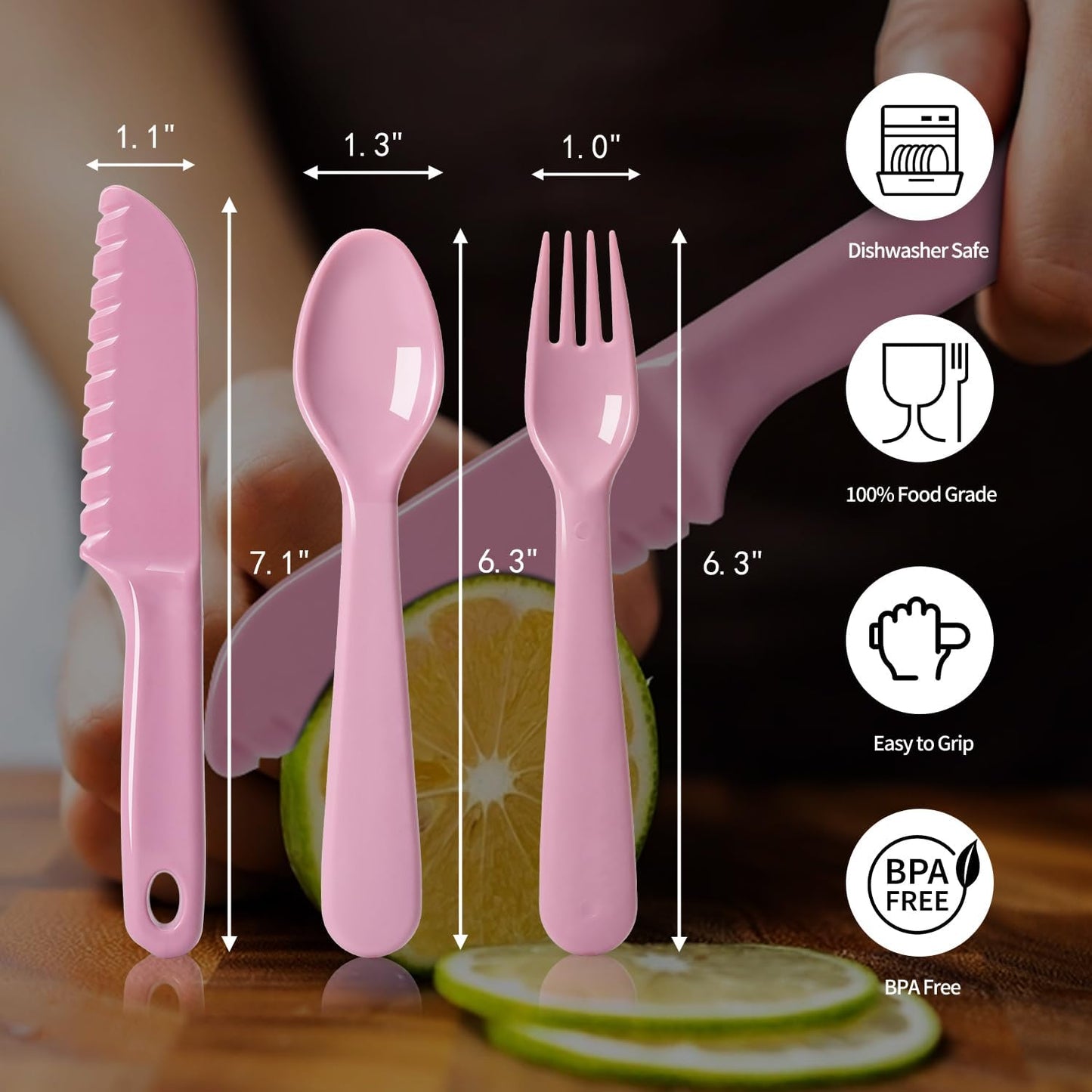 16Pcs Kids Plastic Utensils Kids Forks and Spoons Set, Multicolor Toddler Utensils, Reusable Kids Silverware Cutlery Set, Ideal for School Lunch Box, Camping, Travel, Party Favors BPA Free