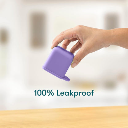 OmieBox (2 pack) Leakproof Dips Containers To Go, Salad Dressing Container, Condiment Container with Lids - Food Safe Silicone - 4 ounces (Blue/Lime)