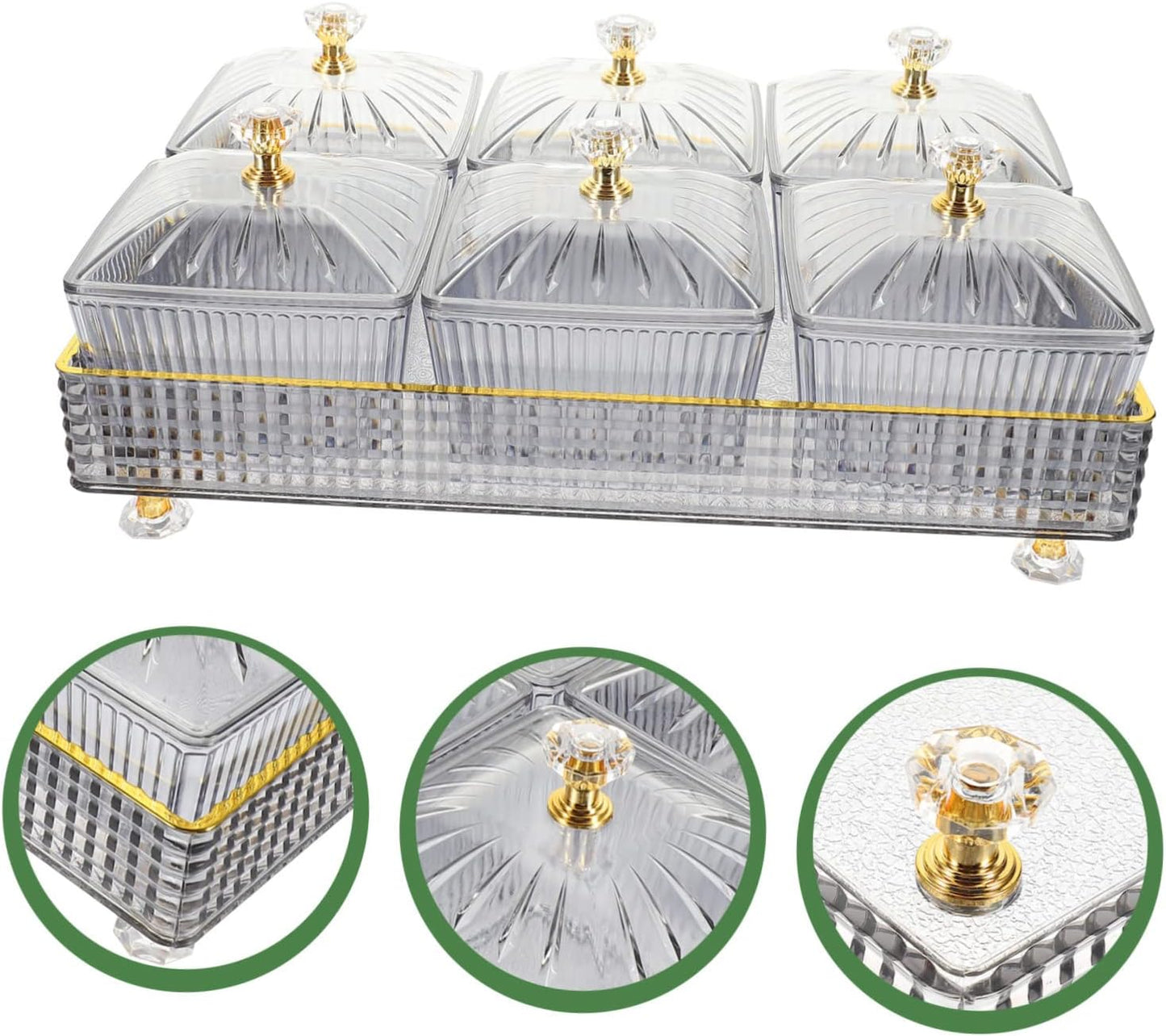 Didiseaon Compartment Snack Platter Lids Relish Serving Tray Fruit Nut Tray Decorative Serving Dish Party Accessory