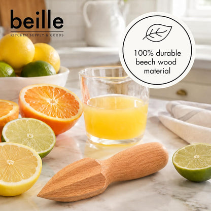 Beille Natural Beechwood Handheld Citrus Reamer, 6.5 Inches