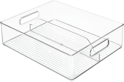 iDesign Divided Pantry Bin with Handles for Pantry, Refrigerator, or Freezer - Set of 3 - Clear