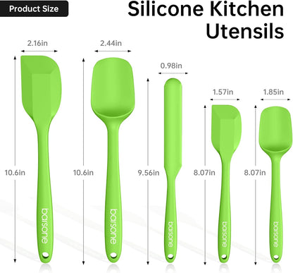 5-Piece Silicone Spatula Set - Heat Resistant 446°F Food Grade BPA Free, Nonstick Cookware Safe Dishwasher Safe Kitchen Tools for Baking, Cooking, Stirring, Multicolor.