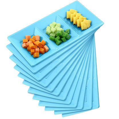 Ziliny 20pcs Black 3 Section Serving Tray Bulk Serving Dish Compartment Appetizer Tray Plastic Dessert Platter Divided Disposable Plate for a Tini Bit Older Party