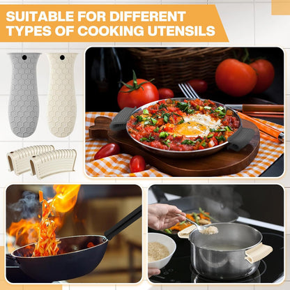 Patelai 8Pcs Silicone Cast Iron Handle Cover,Black
