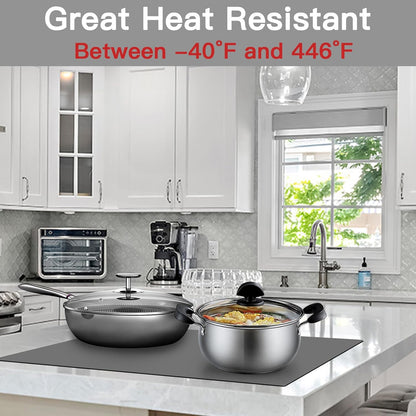 2Pack Large Silicone Mats for Kitchen Counter, 48''x24''(120cmx60cm) Heat Resistant Mat for Kitchen Island, Waterproof Multipurpose Countertop Protector, Black