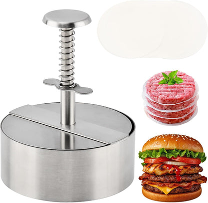 304 Stainless Steel Burger Press 4.5inch Adjustable Hamburger Patty Maker