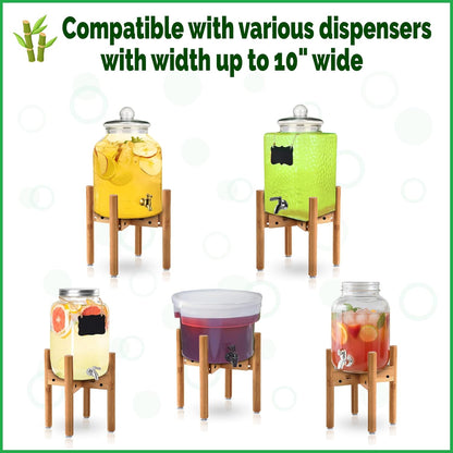 ZPirates Drink Dispenser Stand - Adjustable Bamboo Holder Riser for Compatible Dispensers for Water, Beverages and Drinks