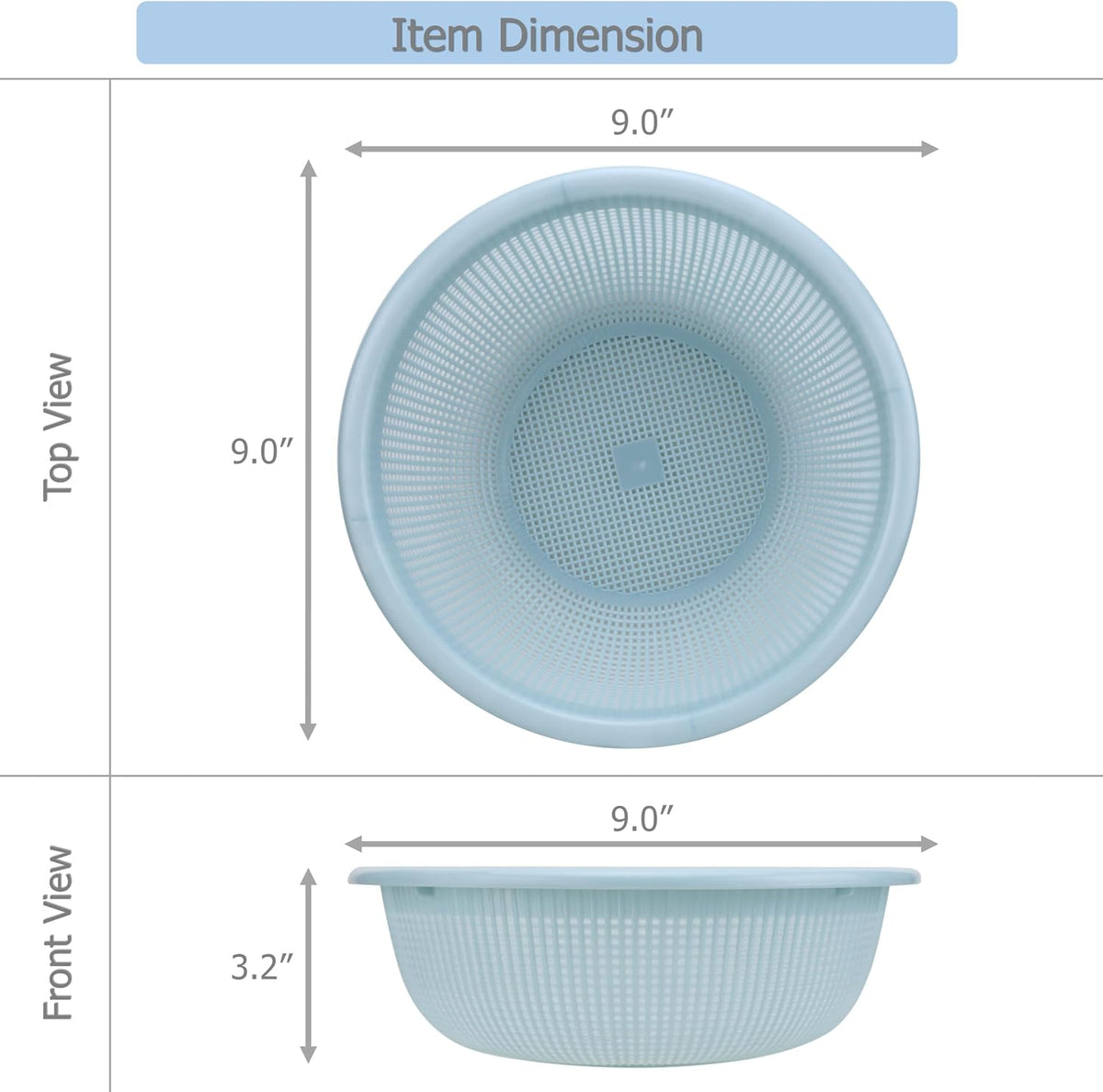 EIKS 3-Pack Plastic Colander Baskets, Fine Mesh Sieve