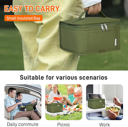 NOL Mini Insulated Lunch Bag for Women Men Kids | Small Leakproof Reusable Lunch Tote | Fits 6 Cans 330ml | Thermal Cooler for Work School Picnic Camping, Navy blue