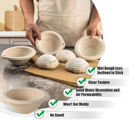 12-Pack Mini Banneton 5" Round Proofing Basket w/Liner