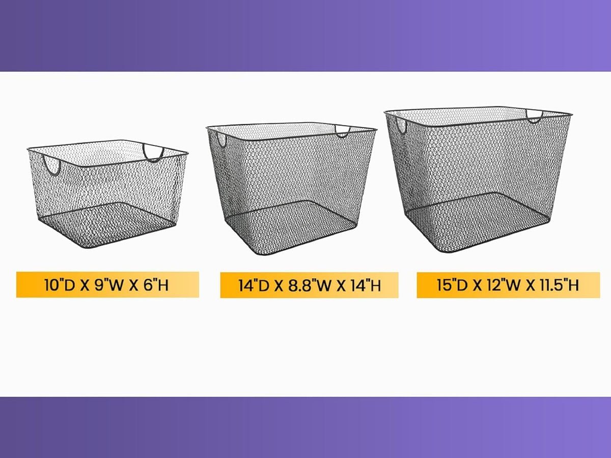 YBM HOME Kitchen Pantry Organizer Wire Basket for Shelves, Cabinets, Pantry, Countertop, Mesh Open Storage Bin Metal Basket for Organizing Food Supplies 12 x 7.8 x 5.8