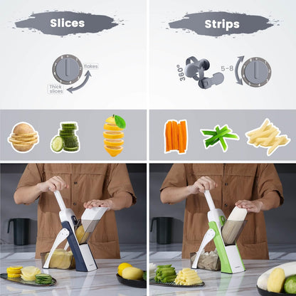 SUPMAKIN Safe Mandoline Slicer, Adjustable Vegetable Food Slicer and Chopper, Potato Fries Fry Cutter, Veggie Salad Chopper, New Kitchen Chopping Artifact Gifts 2026 (SliverGray)