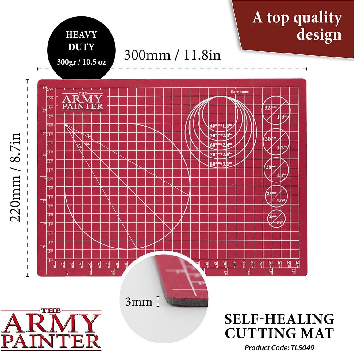 The Army Painter, Self-Healing Cutting Mat, Double Sided PVC Non-Slip, A4