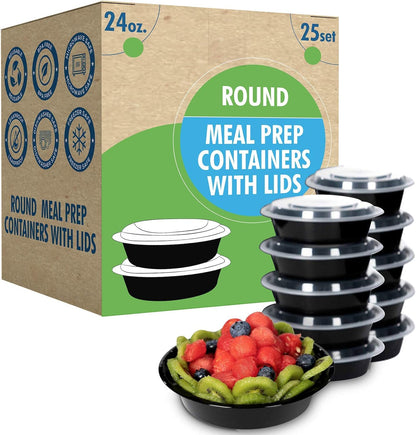 SafeWare Meal Prep Container Reusable 2 Compartment With Lids 28oz (25 Sets)- Food Prep Containers, Food Storage Bento Box | Stackable | Microwave | Dishwasher | Freezer Safe.
