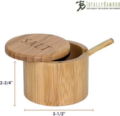 Totally Bamboo Salt Cellar with Swivel Lid, Salt Container for Countertop