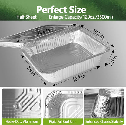 Thickened 35 Pack Heavy Duty Aluminum Pans, 8x8 Small Disposable Aluminum Baking Pans, Square Tin Foil Roasting Tray for Cooking, Meal Prep, Catering, Events, Carton Packaging