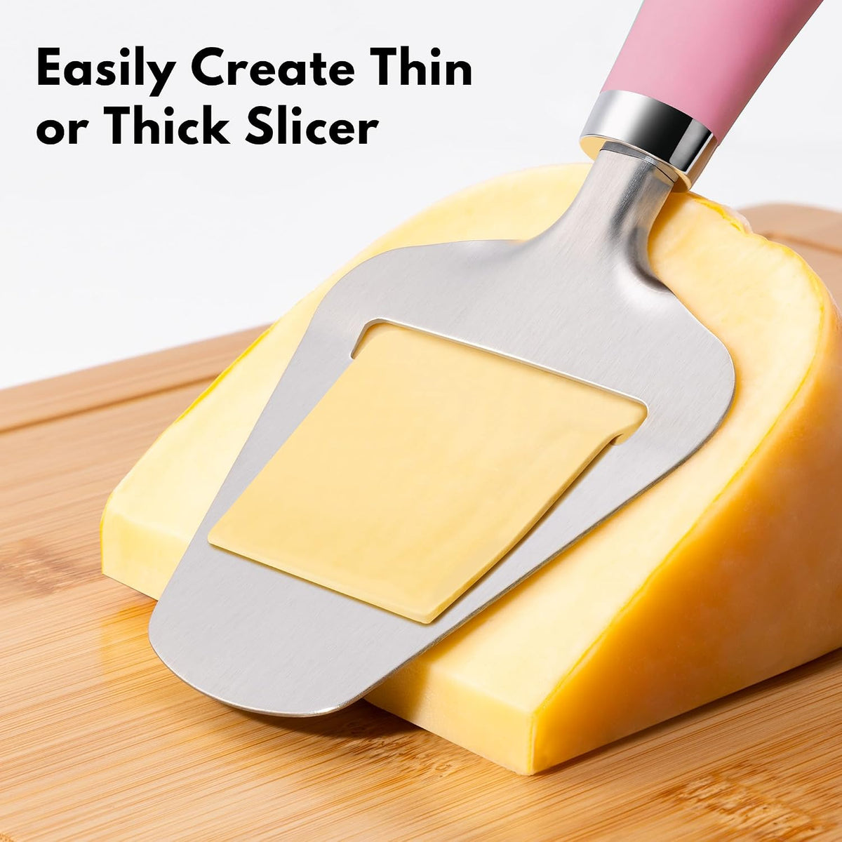 Rainspire Upgraded Non-Stick Cheese Slicers for Block Cheese Multi-Functional Cheese Cutter for Mozzarella, Cheddar, Gruyere Charcuterie Accessories Dishwasher Safe Kitchen Tools, Black