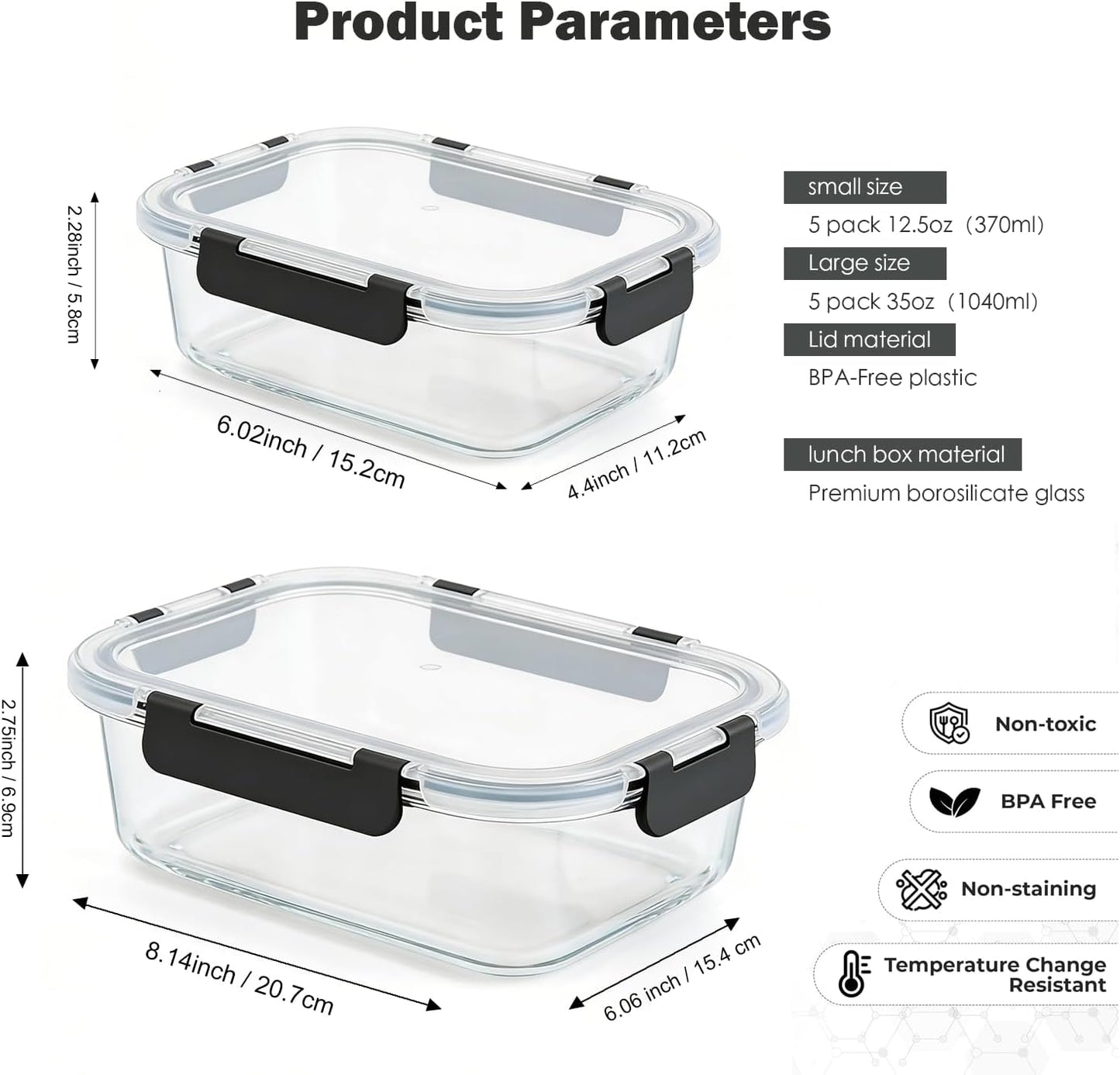 BBV Glass Meal Prep Containers, [10 Pack] Glass Food Storage Containers with Lids, Leak Proof Glass Food Storage Containers with Lids, BPA Free, Microwave Oven Freezer Dishwasher Safe (5color)
