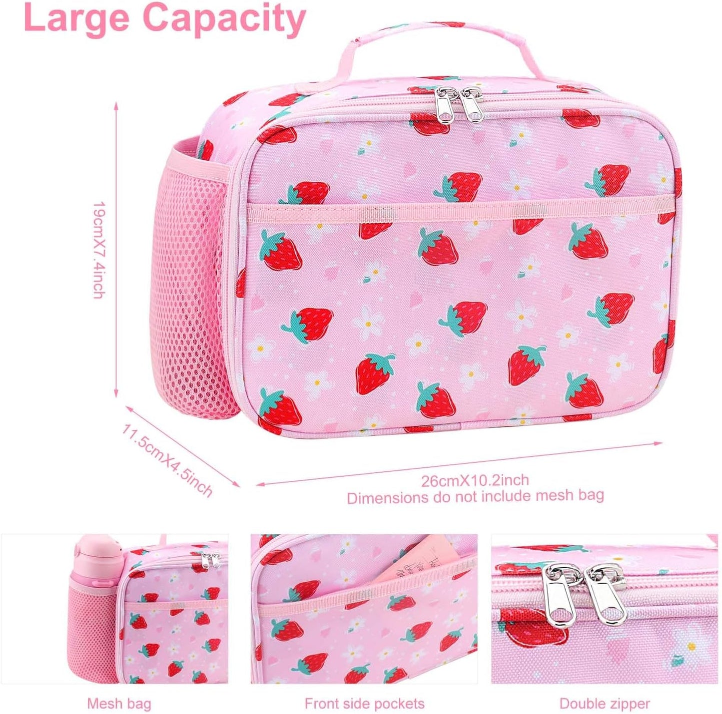 RHCPFOVR Kids Lunch Bag - Insulated Lunch Box for Boys Girls,Washable Lunch Bag and Reusable Toddler Leak-proof Lunchbox for School and Daycare - Colors B