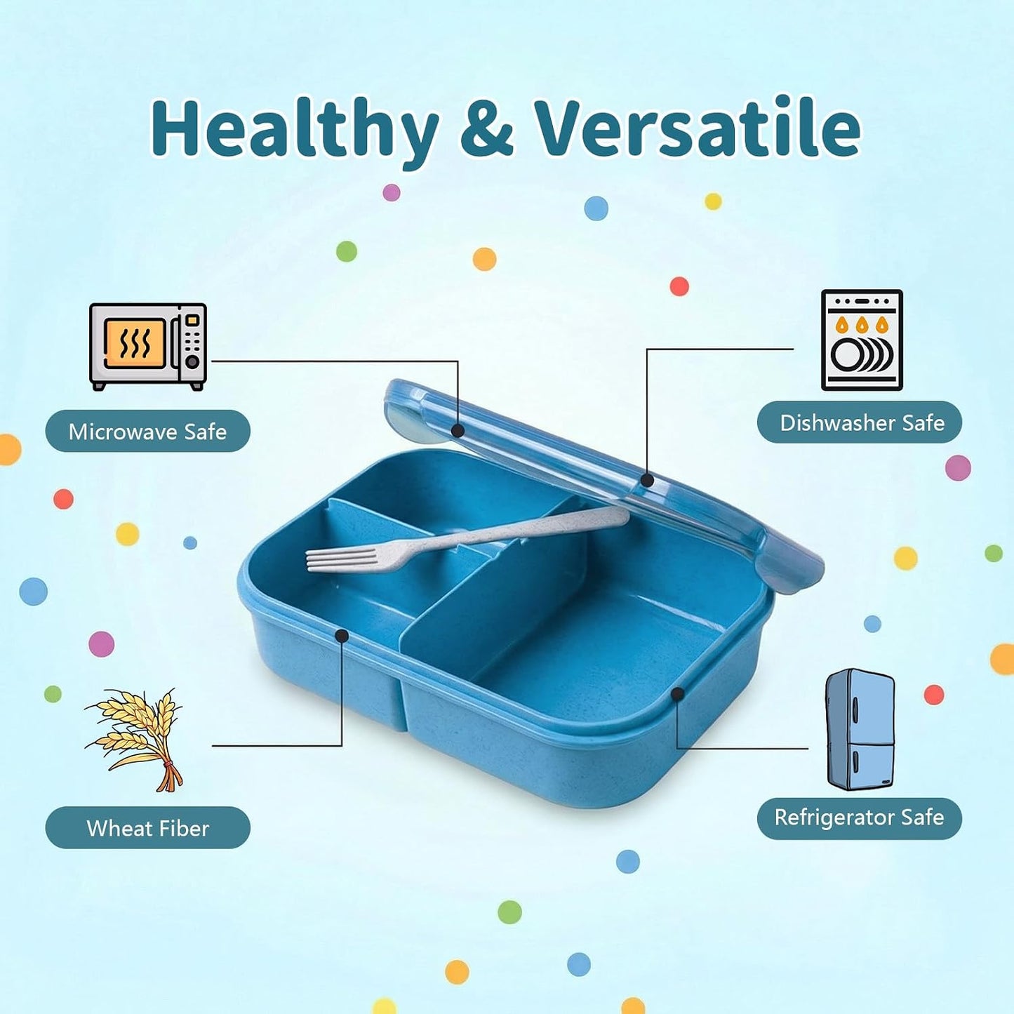 MISS BIG® Bento Box,Bento Box Adult,Lunch Box,Leak Proof Lunch Containers,No BPAs and No Chemical Dyes Bento Lunch Box,Dishwasher and Microwave Safe Lunch Containers for Adults(1900ml Gray)