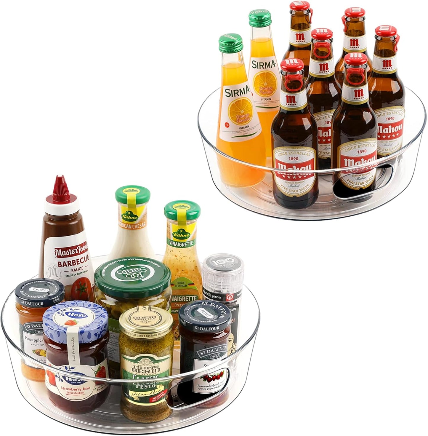 GUZON 4 Pack Lazy Susan Organizer for Cabinet, Upgraded 11.5" Clear Turntable Organizer with Handles and Raised Edge, Lazy Susan for Table Top, Pantry Organizers and Storage for Kitchen, Refrigerator